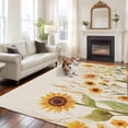 thumbnail image 1 of Sunflower Large Area Rugs 6x9 ft Spring Yellow Floral Linen Background Washable Rug Non Slip Indoor Carpet Absorbent Floor Mat for Living Room Bedroom Dining Room, 1 of 9