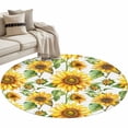 thumbnail image 1 of Sunflower Large Area Rugs for Bedroom Living Room, Soft Non Slip Carpet Bedside Rug, Yellow Green Botanical Summer Rustic Round Floor Cover Kitchen Accent Rug 4' for Dining Room/Office, 1 of 9