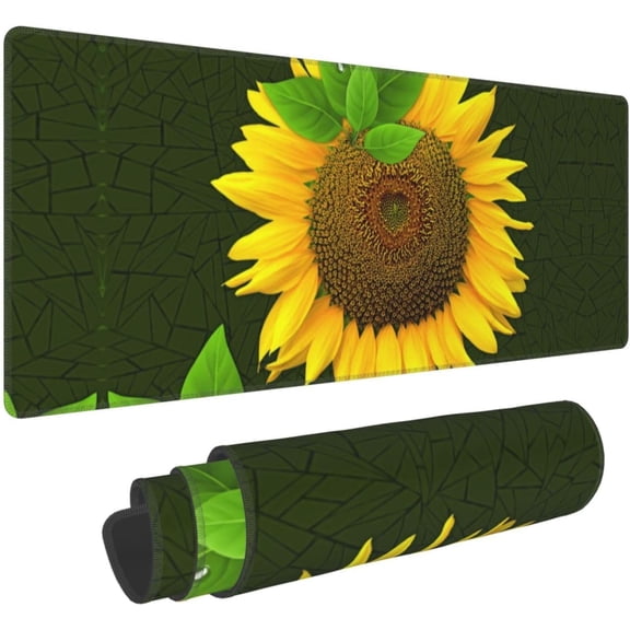 Sunflower Large Mouse Pad 31.5 x 11.8in Gaming Keyboard Mouse Mat Desk Keyboard Pad for Work, Play, Office, Home with Non-Slip Rubber Base Stitched Edges