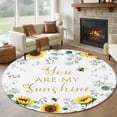 thumbnail image 1 of Sunflower Large Round Rug 8 FT, Non Slip Living Room Area Carpet, Summer Botanical Green Eucalyptus Leaves Washable Soft Circle Rug Non-Shedding Floor Carpet for Bedroom Office Dining Room, 1 of 9