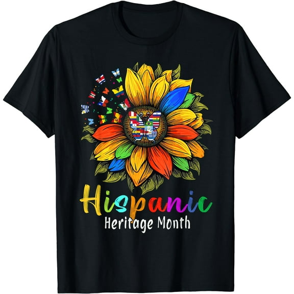 Sunflower Latin Countries Flags Hispanic Heritage Month T-Shirt