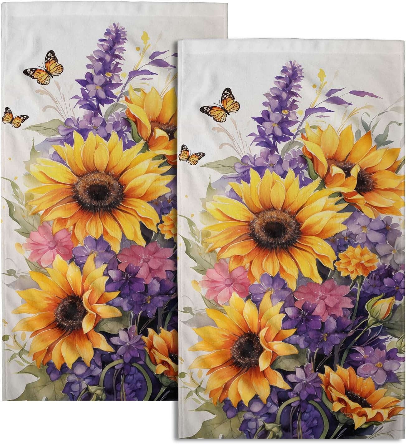 Sunflower Lavender Hand Towels 2pc
