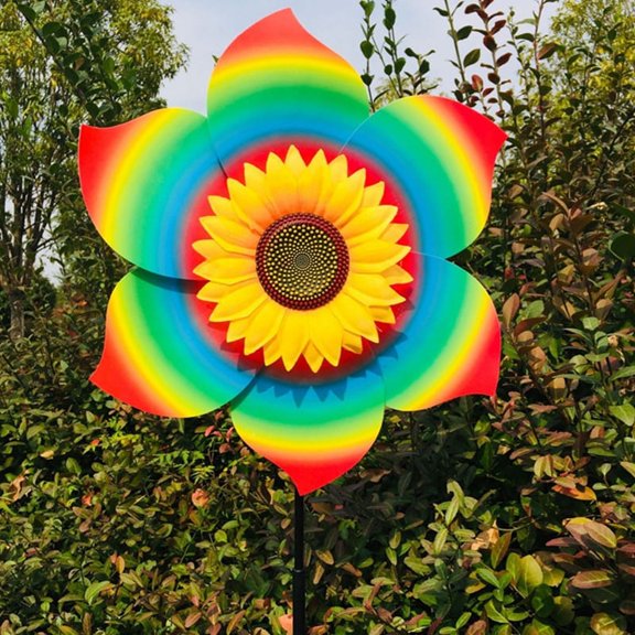 Sunflower Lawn Pinwheels Wind Spinners 14 Inch Colorful Flower Garden Party Pinwheel Wind Spinner Large Garden Windmill Pinwheels for Outdoor Balcony Patio Garden Yard Decoration