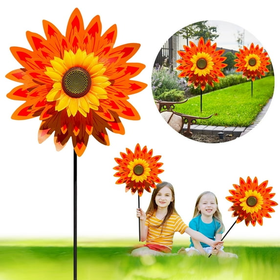 Sunflower Lawn Pinwheels Wind Spinners Large Windmill Pinwheel for Garden,Yard,Party Outdoor Decor (14x30in Sunflower Pinwheels)