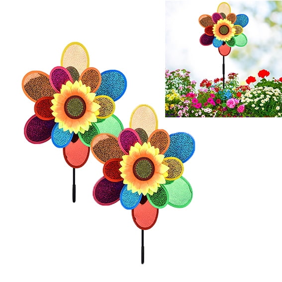 Sunflower Lawn Pinwheels Wind Spinners - Windmills for the Yard Garden, Sunflower Pinwheels Outdoor Wind Spinners Yard Garden