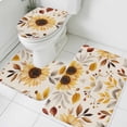 thumbnail image 1 of Sunflower Leaf Bathroom Rugs Set Spring Plants Non Slip Absorbent Soft Bath Mats 3 Piece Set with Bathroom Rug, U-Shaped Floor Mat, Toilet Seat Cover Large Size, 1 of 9