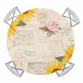 thumbnail image 1 of Sunflower Leaf Elastic Fitted Round Table Cover Yellow Floral Vintage Waterproof Outdoor Tablecloth for Holiday Party, Picnic, Patio & Dining Fits Tables Up to 36"-44", 1 of 8