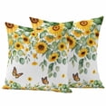 thumbnail image 1 of Sunflower Leaf Pillow Covers 2 Pack Summer Country Flower Eucalyptus Leaves Butterfly Pillowcase Waterproof Outdoor Throw Pillow Cover for Patio Garden Square Cushion 16”x16”, 1 of 9