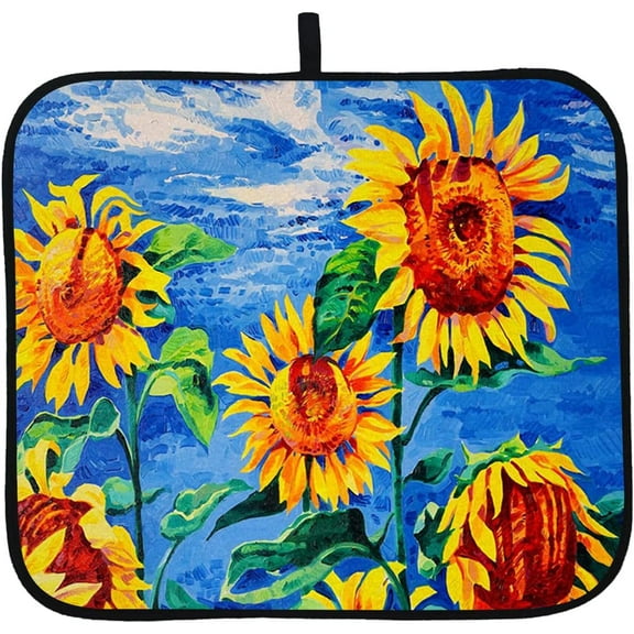 Sunflower Leaves Dish Drying Mat