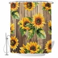 thumbnail image 1 of Sunflower Leaves Fabric Shower Curtain Floral Plant Wood Grain Washable Shower Curtains for Bathroom, Waterproof Bath Curtain with Hooks Home Decor 72x72in, 1 of 8