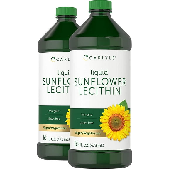 Sunflower Lecithin Liquid 16 oz Oil | 2 Pack | Vegan Formula | by Carlyle