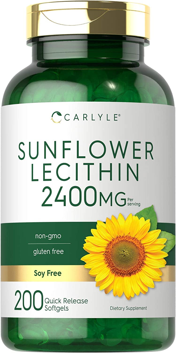Carlyle Sunflower Lecithin 2400mg Supplement 200 Pills & Capsules for