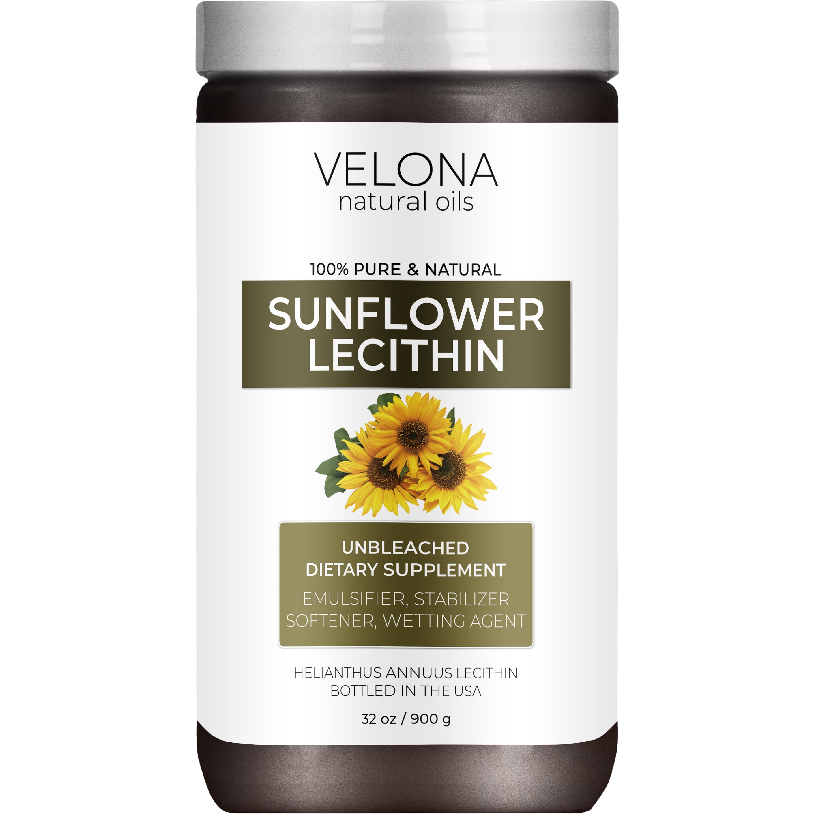 Sunflower Lecithin by Velona 32 oz Unrefined, Cold Pressed Face