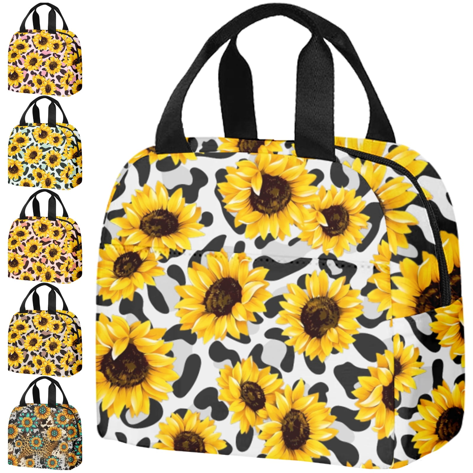 Sunflower Leopard Print Comfortable Lunch Box Handbag Lunch Box For