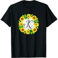 thumbnail image 1 of Sunflower Letter K Initial Flower Style Design T-Shirt men and women can wear, black, white, gifts, 1 of 4
