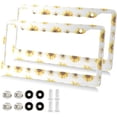 thumbnail image 1 of Sunflower License Plate Frame - 2 Pack Universal Stainless Steel License Plate Holder with Screws & Chrome Caps, 2 Holes Car License Plate Cover for US Vehicles Home Decor, 1 of 7