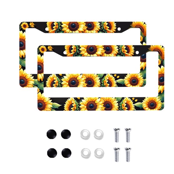 Sunflower License Plate Frame, Car Decoration Gift, Adding a Fresh and Energetic Style to The car 2 Pack