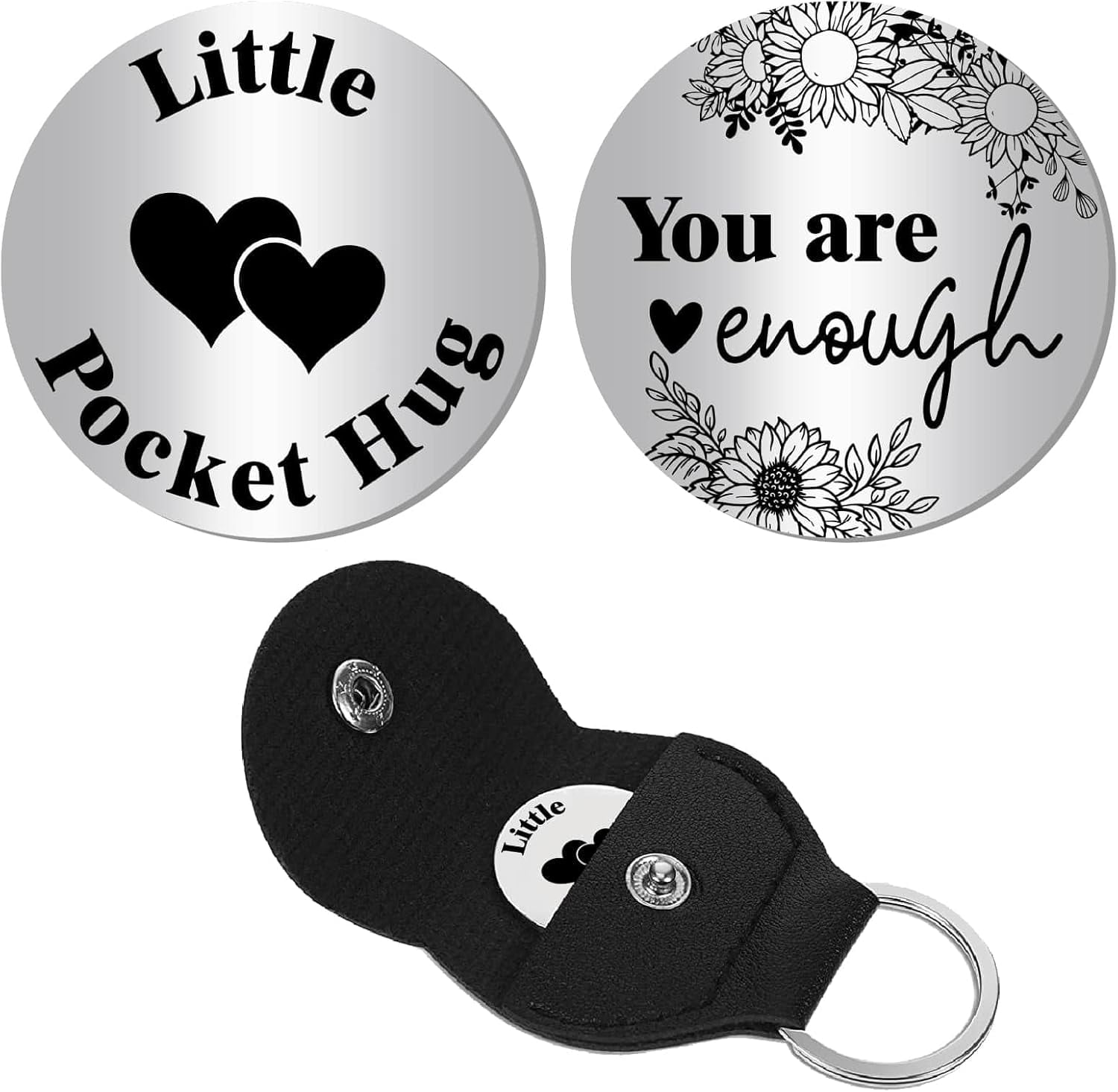 Sunflower Little Pocket Hug Token Stainless Steel Pocket Hug Keychain ...