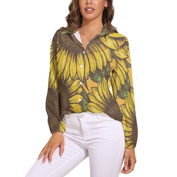 Sunflower Long Sleeve Blouse Woman Streetwear Casual Shirts Summer Oversize Woman Streetwear Clothing Birthday Present