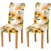 Sunflower Love Heart Stretch Chair Covers Set of 4 Removable Washable Dining Chair Slipcovers for Kitchen Dining Room Hotel Decor