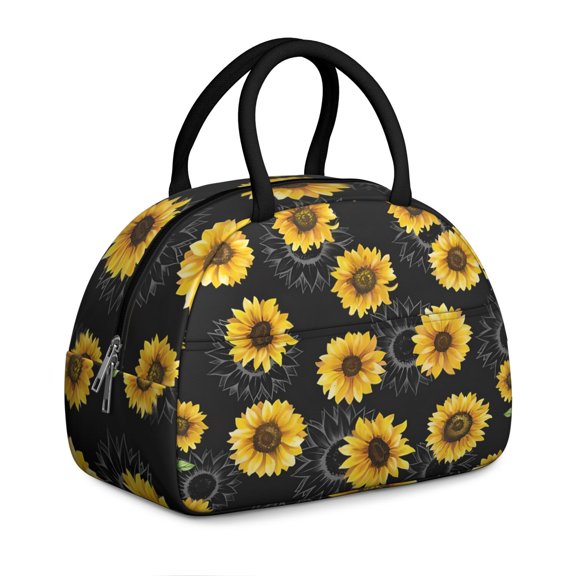 Sunflower Lunch Bag for Women – Rustic Yellow Floral Insulated Tote with Bee & Bloom Pattern, Leakproof Lining for Work, School or Farmhouse Picnics