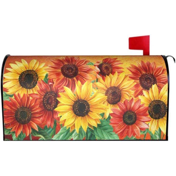 Sunflower Mailbox Cover Autumn Mail Box Covers Fall Mailbox Covers Magnetic Standard Size 18 x 21 Thanksgiving Decorations Outdoor Welcome Mailbox Wrap