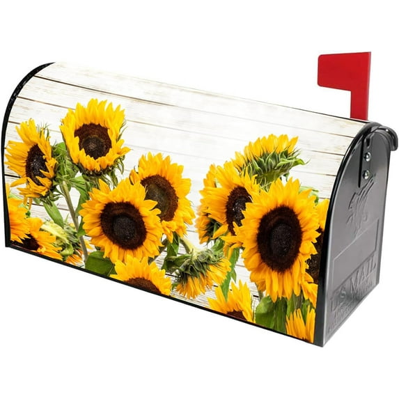 Sunflower Mailbox-Cover Post-Box-Cover for Garden Yard Home Decor Outdoor Decoration 21" Lx 18" W Mailbox Covers (no Magnetic)