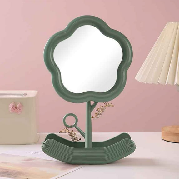 Sunflower Makeup Mirror with Storage Tray, Portable Desktop Vanity Mirror for Dorm Bedroom Dresser Tabletop, Cute Decorative Standing Mirror for Girls Home Decoration and Gifts