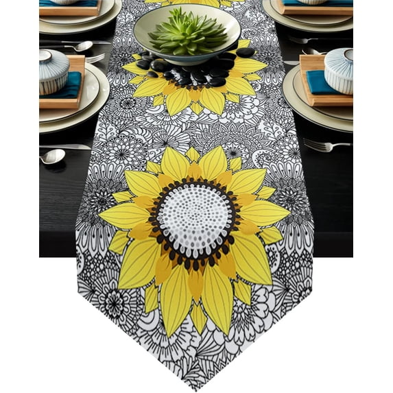 Sunflower Mandala Table Runner Country Wedding Decoration Tablecloth Table Flag Placemat Dust Cover Table Mat For Home