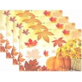 thumbnail image 1 of Sunflower Maple Leaves Pumpkin Autumn Fall Placemats Set of 4 Table Mat, Happy Thanksgiving Day Turkey Give Thanks Table mat Placemat Heat Resistant Stain Washable for Kitchen Decoration 12" x 18", 1 of 7
