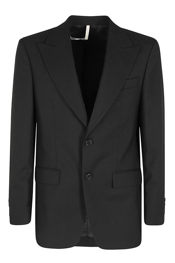 Structured Black Wool Blazer With Lapels (Men's)