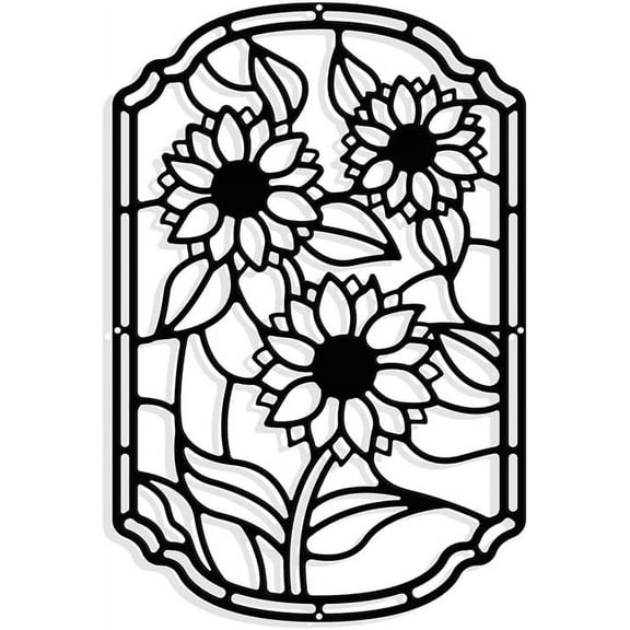 Sunflower Metal Wall Art Decor Matte Black Wall Hanging Decor Silhouette Wall Art for Kitchen Office Hotel Wall Decoration 7.6811.5"(19.529.2cm) Colorful DIY