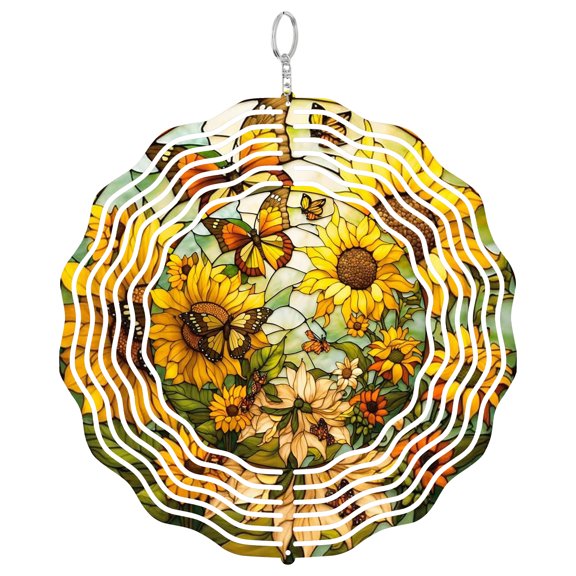Sunflower Metal Wind Spinner, Outdoor Garden Hanging
