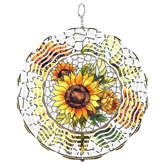 Sunflower Metal Wind Spinner, Vibrant Plant Outdoor Decor