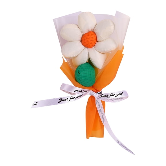 Sunflower Mini Bouquet, White Artificial Flower With Ribbon, For Birthday Gift, Home Decoration, Valentine's Day, Mother's Day, Graduation, Wedding, Party