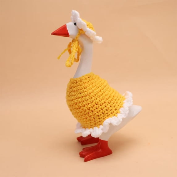 Sunflower Mini Desk Goose Outfit, 7" Cute and Mini Knit outfits with Hat for Desk Decor for Sweet Desk Pet Style (Yellow Sunflower)