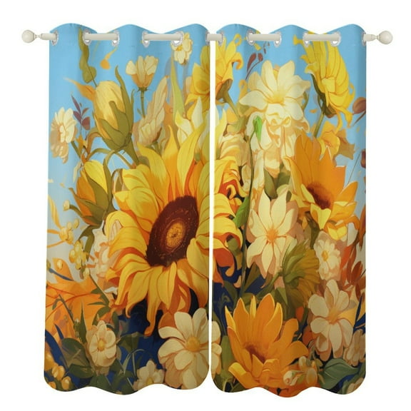 Sunflower Modern Window for Living Room Curtains for Child Bedroom Kitchen Decor Blinds Drapes
