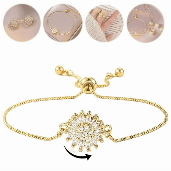 Sunflower Mood Bracelet, Spinning Sunflower Bracelet, Personalized Women Flowers Fidget, Worry Relieving Jewelry Gifts for Women
