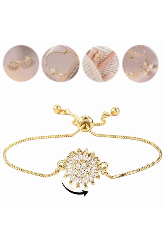 Sunflower Mood Bracelet, Spinning Sunflower Bracelet, Personalized Women Flowers Fidget, Worry Relieving Jewelry Gifts for Women