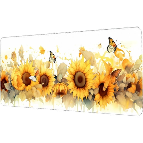 Sunflower Mouse Pad for Desk, Large Mouse Pad, Gaming Cute Mouse Pad, Non-Slip Rubber Base, Yellow Mouse Pad for Desk, Big Extended Desk Protector for Home Office, 31.5\u201dx11.8\u201d (Sunflower)