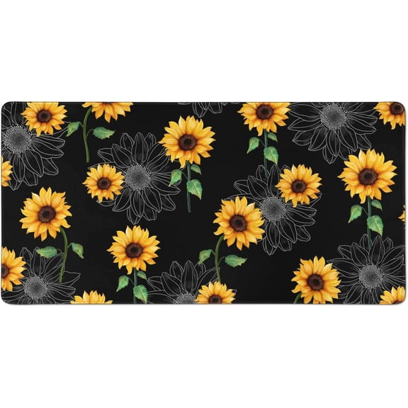 Sunflower Mouse Pad,Large Marble Mouse Pad,31.5*15.7in Stable Rubber Base Mousepad with Stitched Edges Waterproof Desk Mat for Work, Game, Office, Home