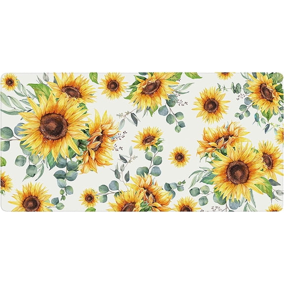Sunflower Mouse Pad,Large Marble Mouse Pad,31.5*15.7in Stable Rubber Base Mousepad with Stitched Edges Waterproof Desk Mat for Work, Game, Office, Home