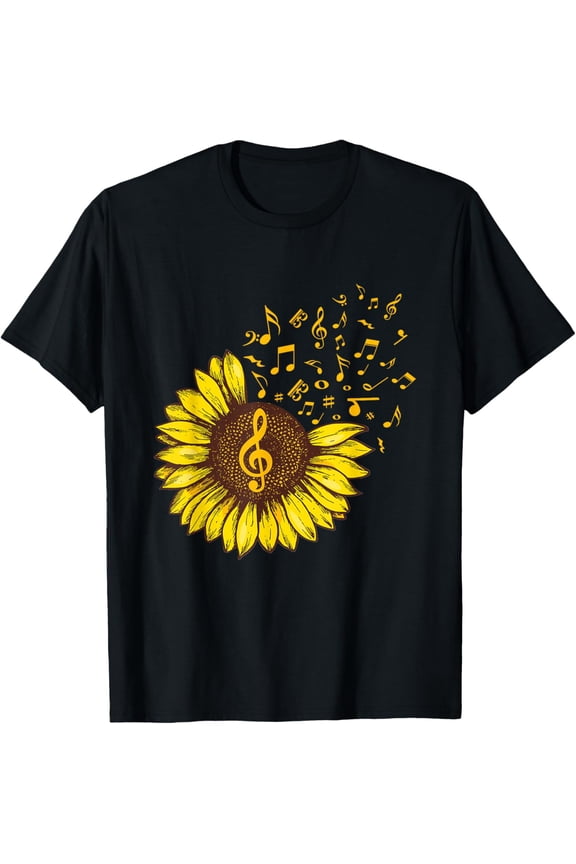 Sunflower Music Note Music Lovers T-Shirt