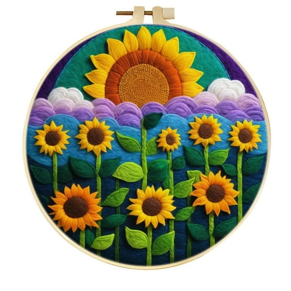 Sunflower Needle Felting Set, Beginner Felt Painting Set, With Wool Felt Painting Set, Decorative Frame, Suitable for Home Decoration