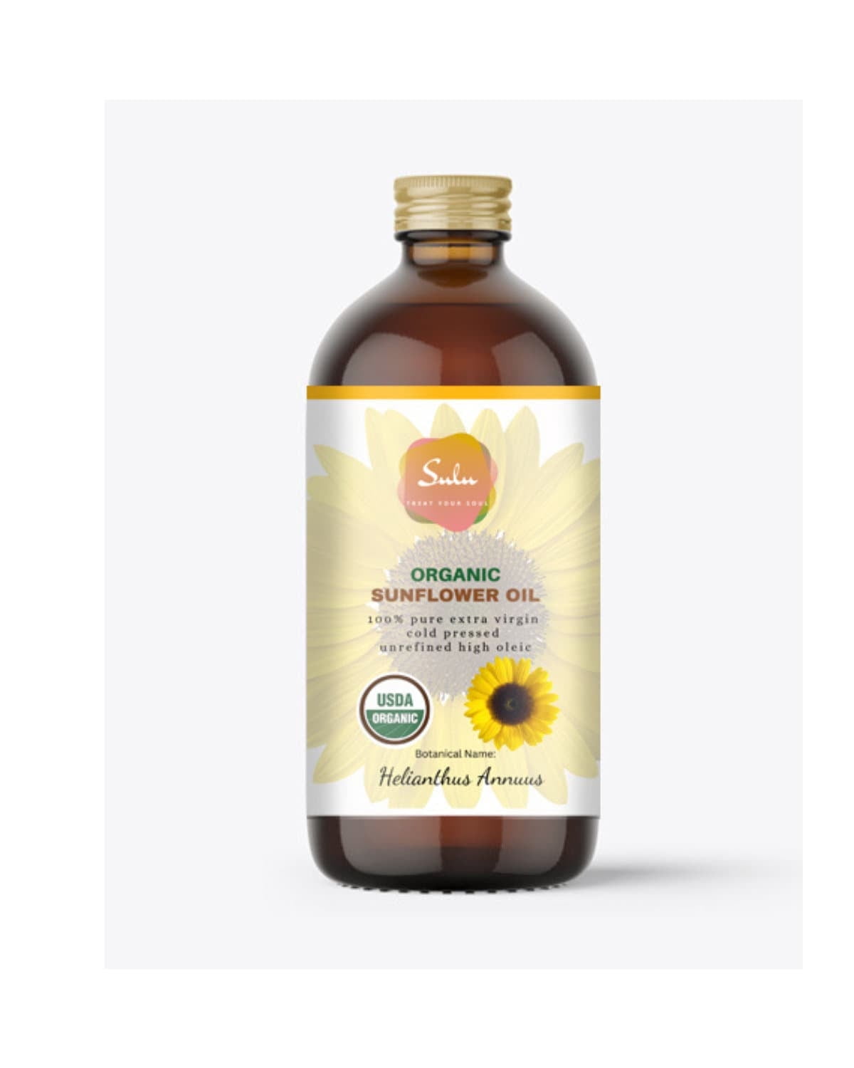 Sunflower Oil- USDA Organic High Oleic Unrefined Cold Pressed-4 fl.oz