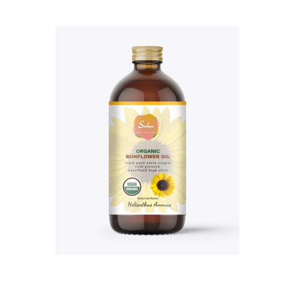 Sunflower Oil- USDA Organic High Oleic Unrefined Cold Pressed-4 fl.oz