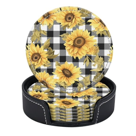 Sunflower On A Checkered Table Cloth