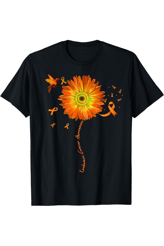 Sunflower Orange Ribbon Leukemia Cancer Awareness T-Shirt
