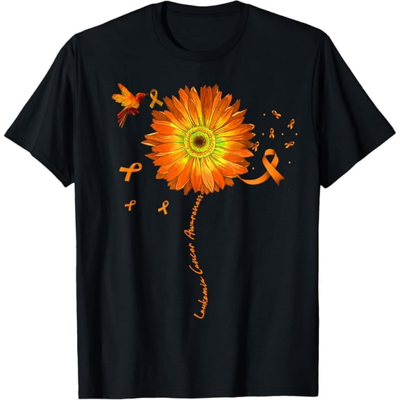 Sunflower Orange Ribbon Leukemia Cancer Awareness T-Shirt