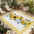 thumbnail image 1 of Sunflower Outdoor Rug 3x5 Ft - Reversible Patio Rug Outdoor Camping Rugs, Yellow Flowers Yellow Plaid Farmhouse Washable Indoor Outdoor Area Rugs, Non-Slip Outdoor Carpet Runner for Deck/Porch, 1 of 8